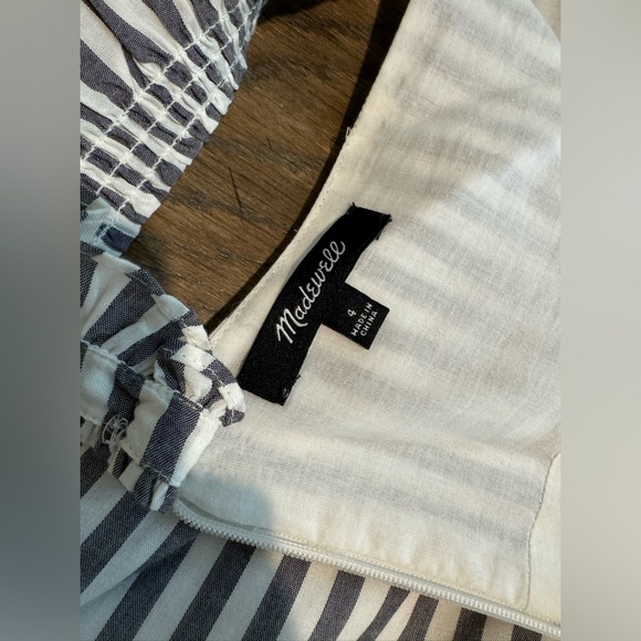 Madewell flutter strap grey white stripe sun dress cotton viscose 4 Small flounc - Picture 13 of 15
